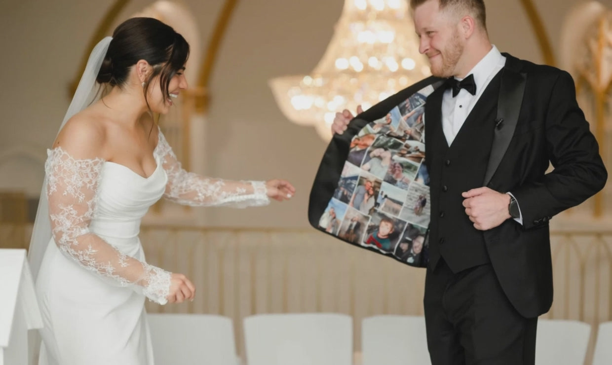 Load video: Wedding Custom Suit Lining